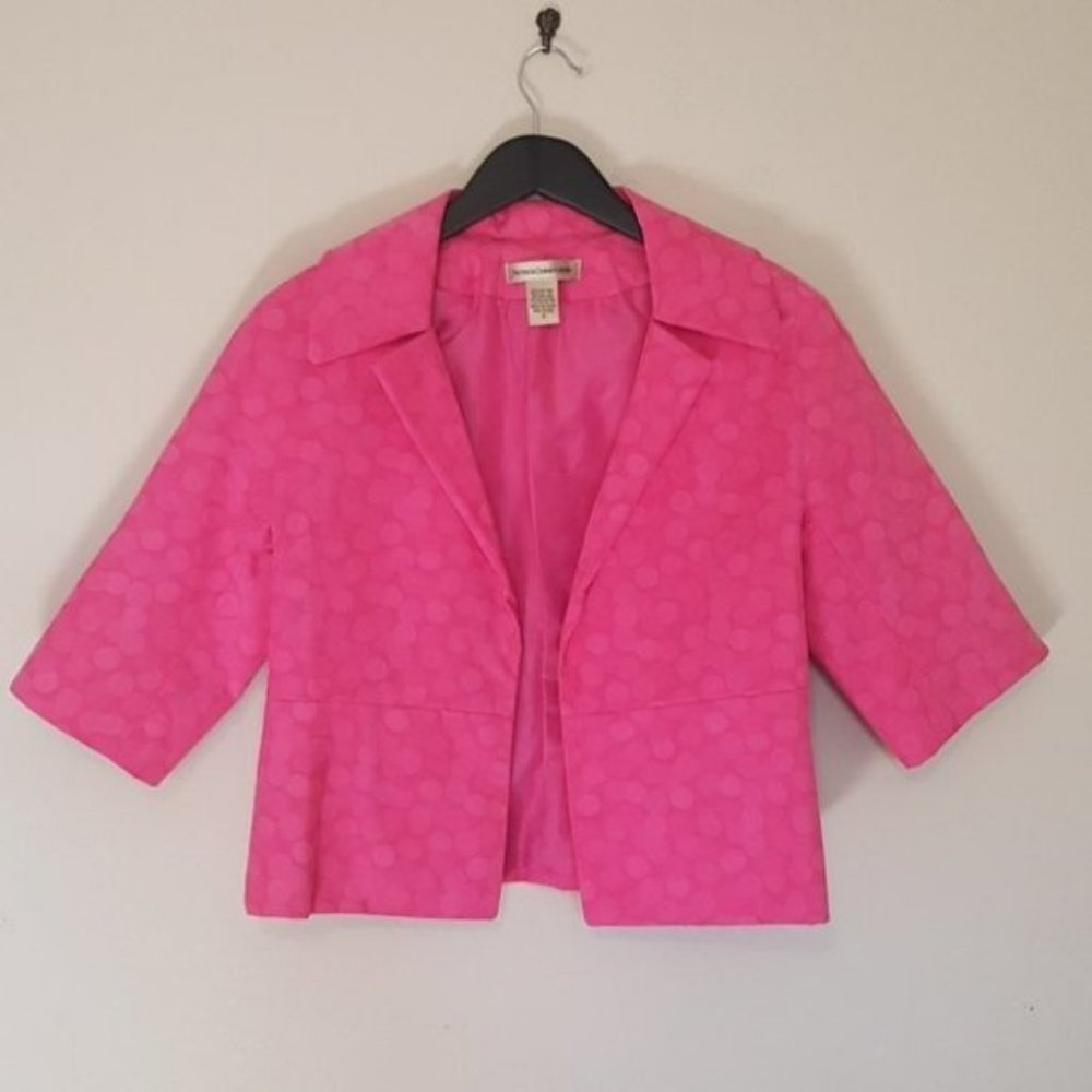 Patrick Christopher cropped hot pink dot blazer